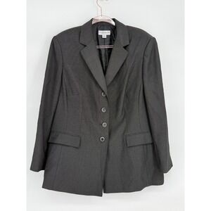 John Meyer of Norwich Womens Charcoal Grey Textured 4-Button Blazer Jacket 20W